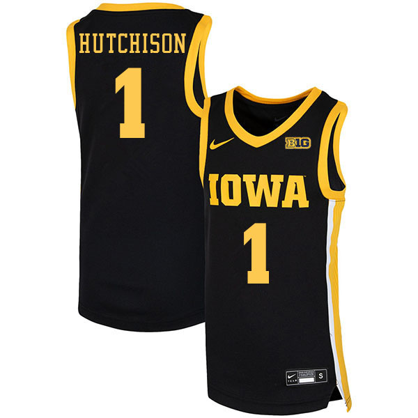 Men #1 Spencer Hutchison Iowa Hawkeyes College Basketball Jerseys Stitched Sale-Black